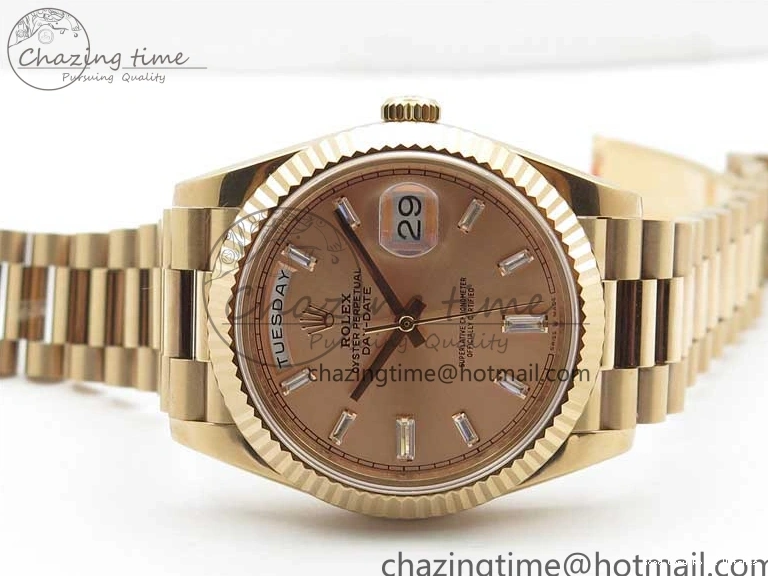 Good Copy Rolex Watches RG Popular RG Bracelet T on New 228239 BP Dial 2834 Markers Version 40mm RG Day-Date President Dial 904 A Crystal 0111